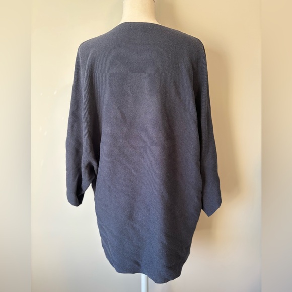 Oak + Fort Blue Ribbed Tunic Top XS Wide Sleeve Structured Minimalist - Picture 3 of 10